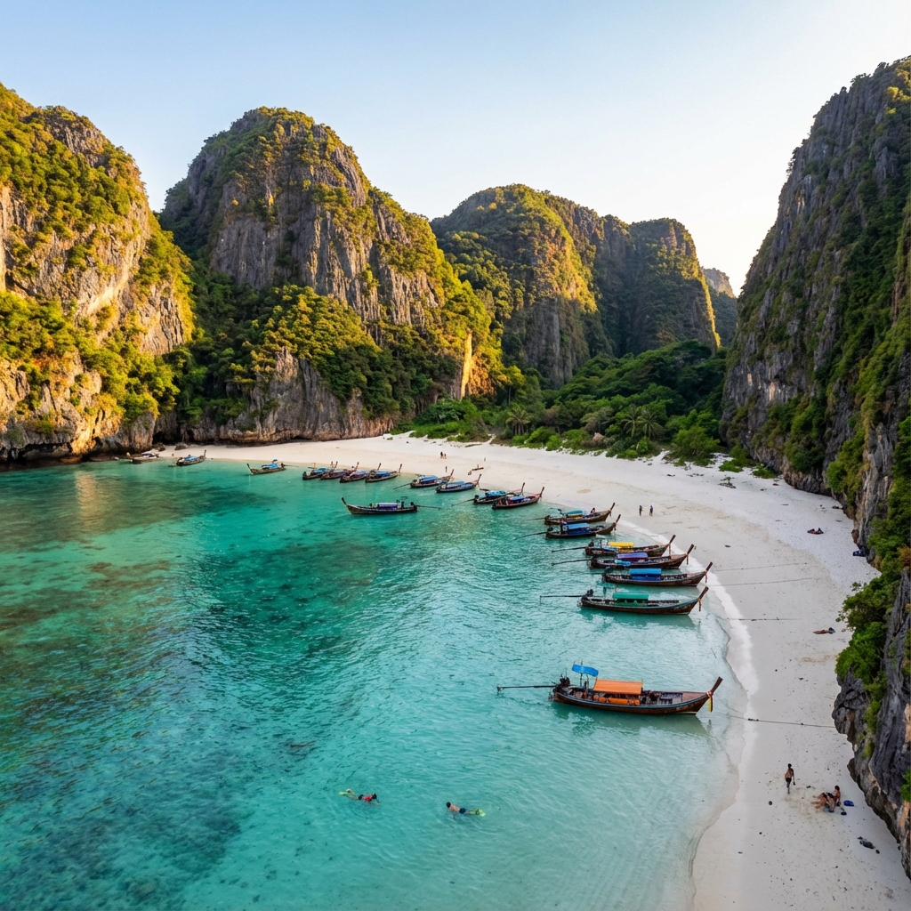 Maya Bay aux îles Phi Phi avec eaux turquoise