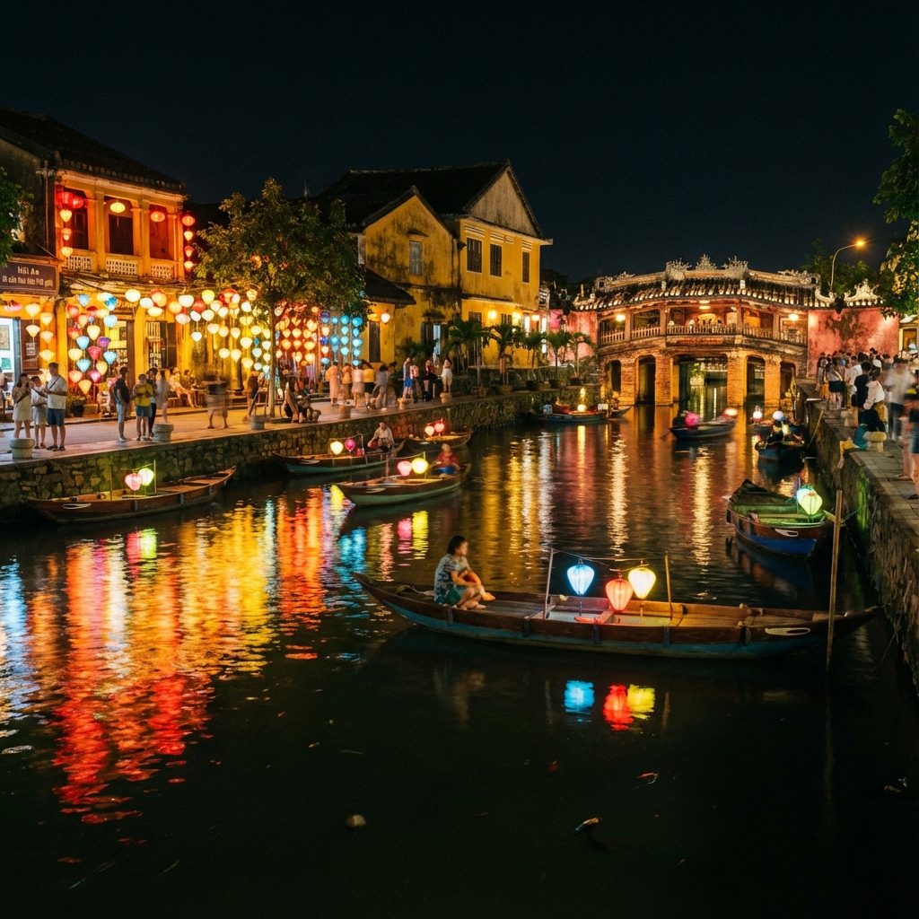 Vieille ville de Hoi An illuminée de lanternes
